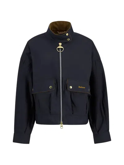Barbour Cotton Zip-front Pockets Jacket In Blue