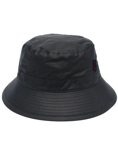 Barbour Cotton Embroidered Logo Drop Brim Hat In Navy
