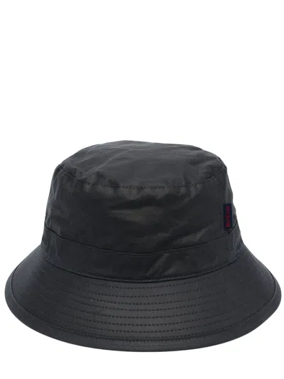 Barbour Cotton Embroidered Logo Drop Brim Hat In Navy