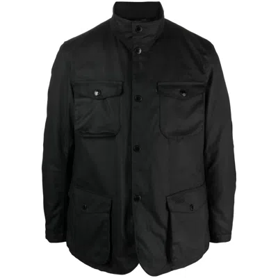 Barbour Cotton Field Jacket With Flap Pockets Jacket In Black