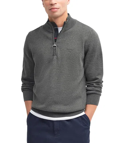 Barbour Cotton Half Zip Knitted Jumper In Gray