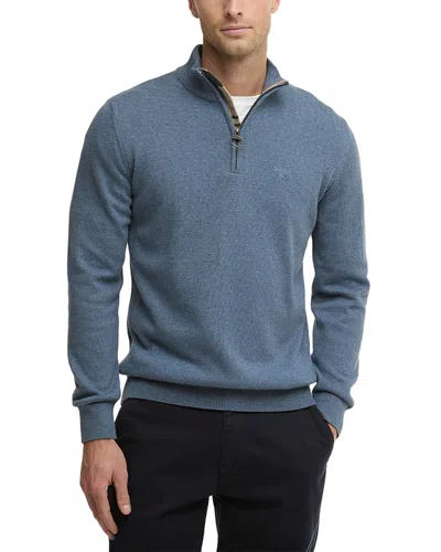 Barbour Cotton Half Zip Knitted Jumper Sweater In Blue
