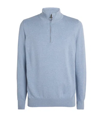 Barbour Cotton Half-zip Sweater In Blue