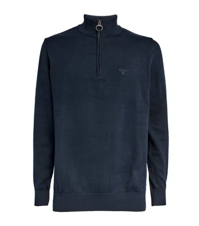 Barbour Cotton Half-zip Sweater In Navy