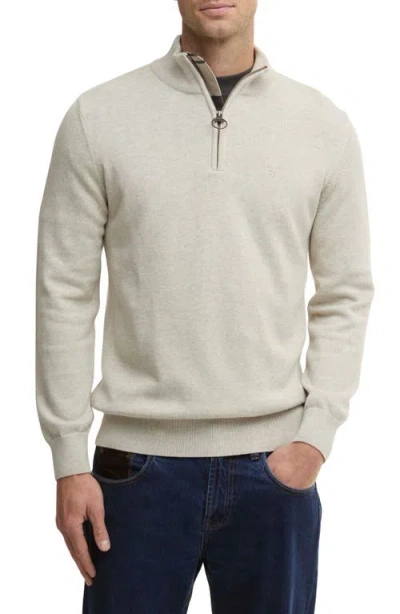 Barbour Cotton Half Zip Sweater In Neutral