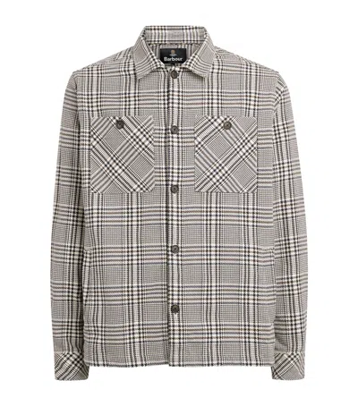 Barbour Cotton Houndstooth Alderney Overshirt In Gray