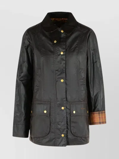 BARBOUR COTTON JACKET WITH COLLARED NECK AND FLAP POCKETS