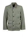 Barbour Cotton Jacket With Pockets And Buttons In Green