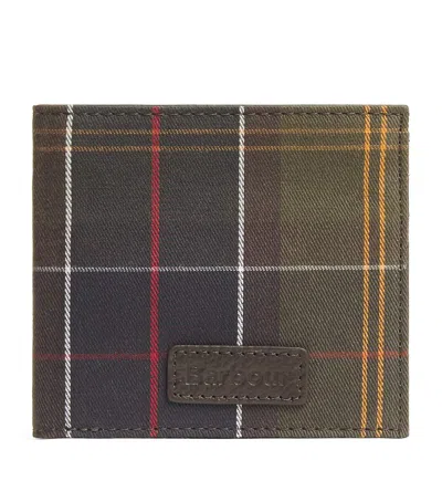 Barbour Cotton Leather-detail Tartan Wallet In Brown