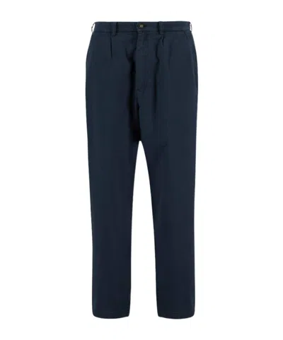 Barbour Cotton Linen Relaxed Trouser In Blue
