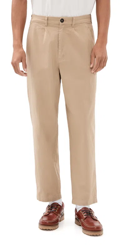 Barbour Cotton Linen Relaxed Trousers Washed Stone In Neutral