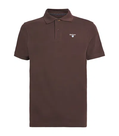 Barbour Cotton Piqué Long-sleeve Polo Shirt In Brown