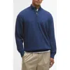 Barbour Cotton Quarter Zip Sweater In Blue