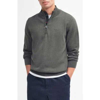 Barbour Cotton Half Zip Knitted Jumper In Gray