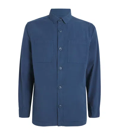 Barbour Cotton Ripstop Rickfell Overshirt In Blue