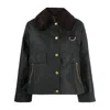 Barbour Oversized Jacket With Corduroy Collar In Black