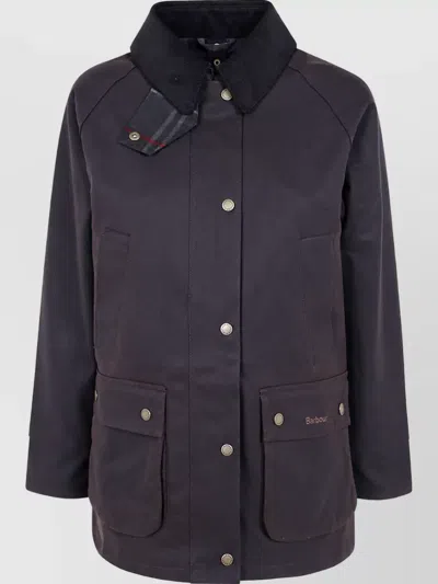 Barbour Cotton Single Breasted Coat In Purple