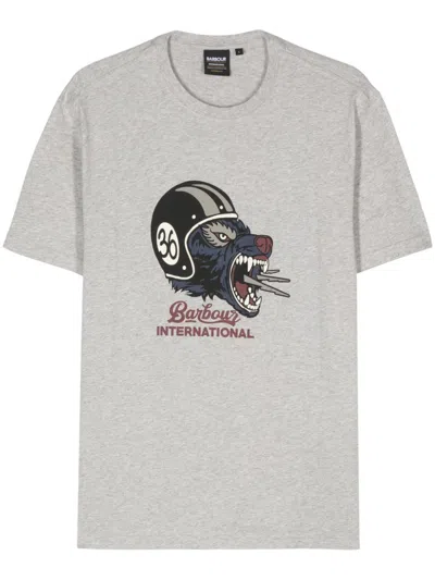 Barbour Grey Patterned T-shirt In Gray