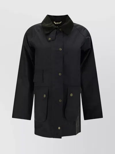 BARBOUR COTTON TAIN WAX JACKET WITH VELVET COLLAR