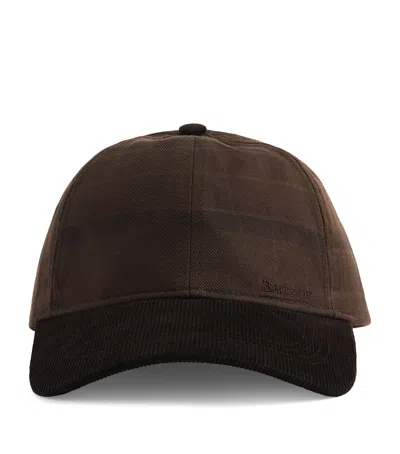 Barbour Cotton Tartan Macklow Baseball Cap In Brown