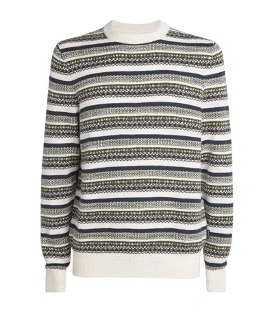 Barbour Cotton Topcliffe Fair Isle Sweater In Brown