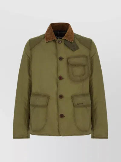 Barbour Cotton Workwear Jacket With Corduroy Collar In Green