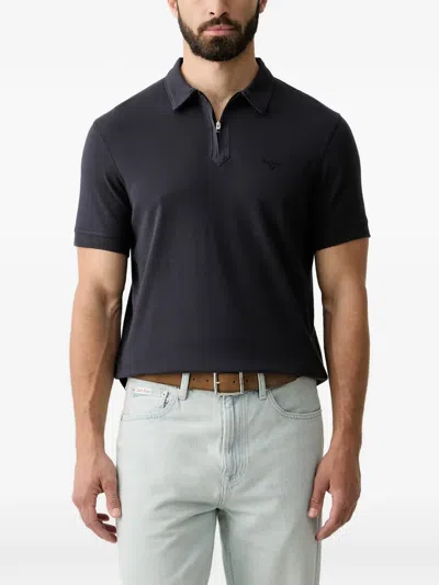 Barbour Crakehall Zip-fastening Logo-embroidered Polo Shirt In Blue