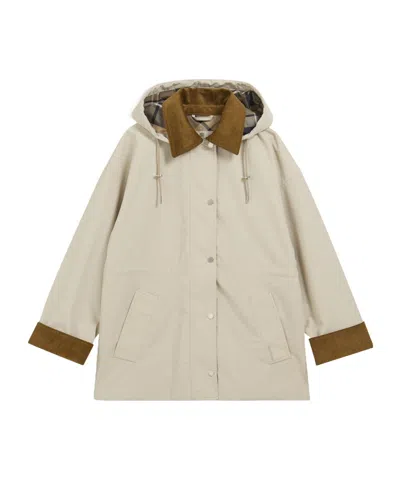 Barbour Cream Hooded Short Parka Jacket In Neutral