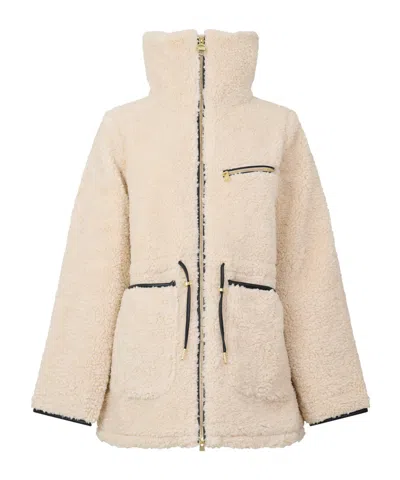 Barbour Cream Teddy Fleece Coat In Neutral