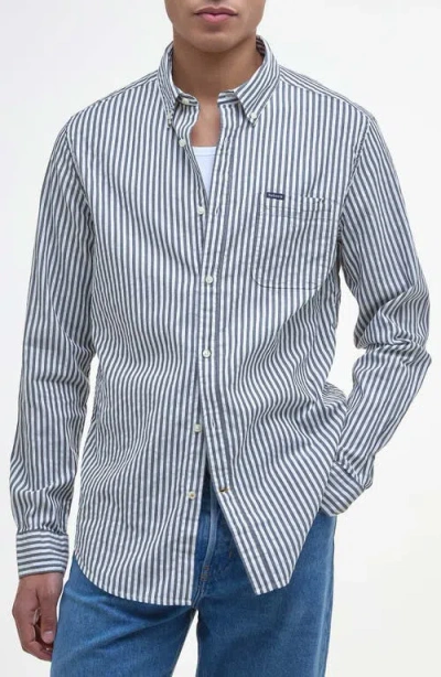 Barbour Cresswell Stripe Cotton Seersucker Button-down Shirt In Blue