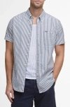 Barbour Creswell Seersucker Button-down Shirt In Gray