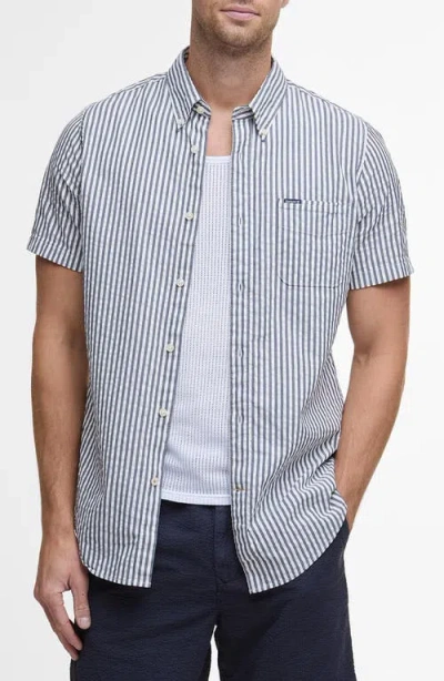 Barbour Creswell Seersucker Button-down Shirt In Gray