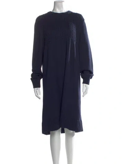 Pre-owned Barbour Crew Neck Knee-length Dress In Blue