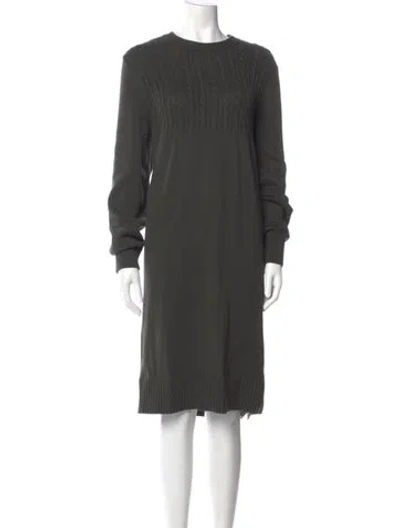 Pre-owned Barbour Crew Neck Midi Length Dress In Gray