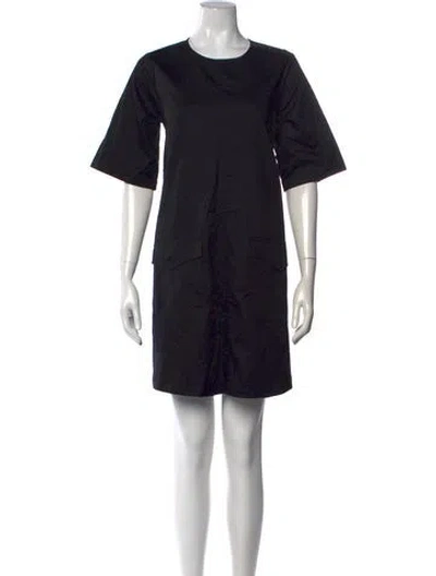 Pre-owned Barbour Crew Neck Mini Dress In Black