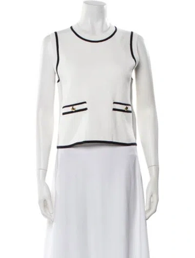 Pre-owned Barbour Crew Neck Sleeveless Top In White
