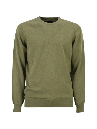 Barbour Crew-neck Logo Cotton Sweater In Green