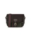 Barbour Small Plaid-panelled Leather Cross-body Bag In Green
