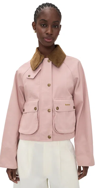 Barbour Contrast-collar Pocket Jacket In Pink