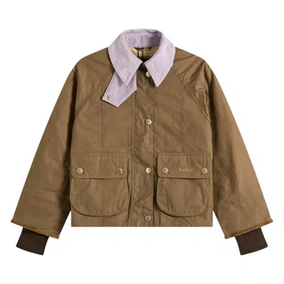 Pre-owned Barbour Cropped Beadnell Wax Jacket 'sand/dress' | Tan | Women's Size 8 In Brown