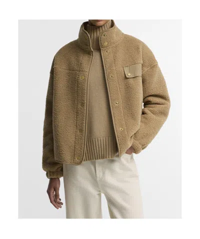 Barbour Cropped Standcollar Sherpa Jacket In Brown
