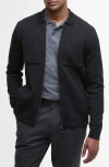 Barbour Croscombe Cotton & Merino Wool Blend Zip Cardigan In Black