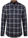 Barbour Navy Blue Crossfell Check Print Shirt In Blue