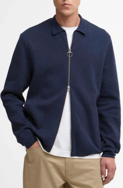 Barbour Crowcombe Cotton Zip Cardigan In Blue