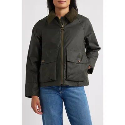 Barbour Croxdale Waxed Cotton Jacket In Green