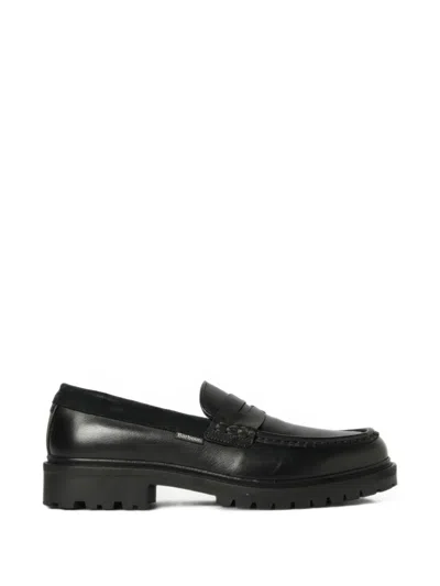 Barbour Croxton Leather Loafers In Black