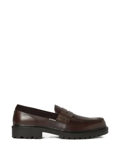 Barbour Croxton Leather Loafers In Brown