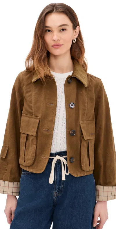 Barbour Dalbury Corduroy-collar Jacket In Brown
