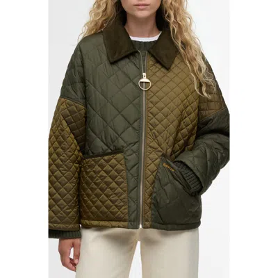 Barbour Danby Patchwork Quilted Jacket In Green
