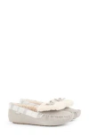 Barbour Darcie Faux Fur Lined Slipper In Grey Suede/white/grey Tartan